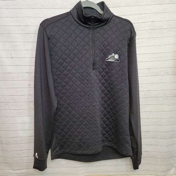 COLORADO ROCKIES QUILTED 3/4 ZIP BLACK PULLOVER, SZ MEDIUM - Picture 1 of 12